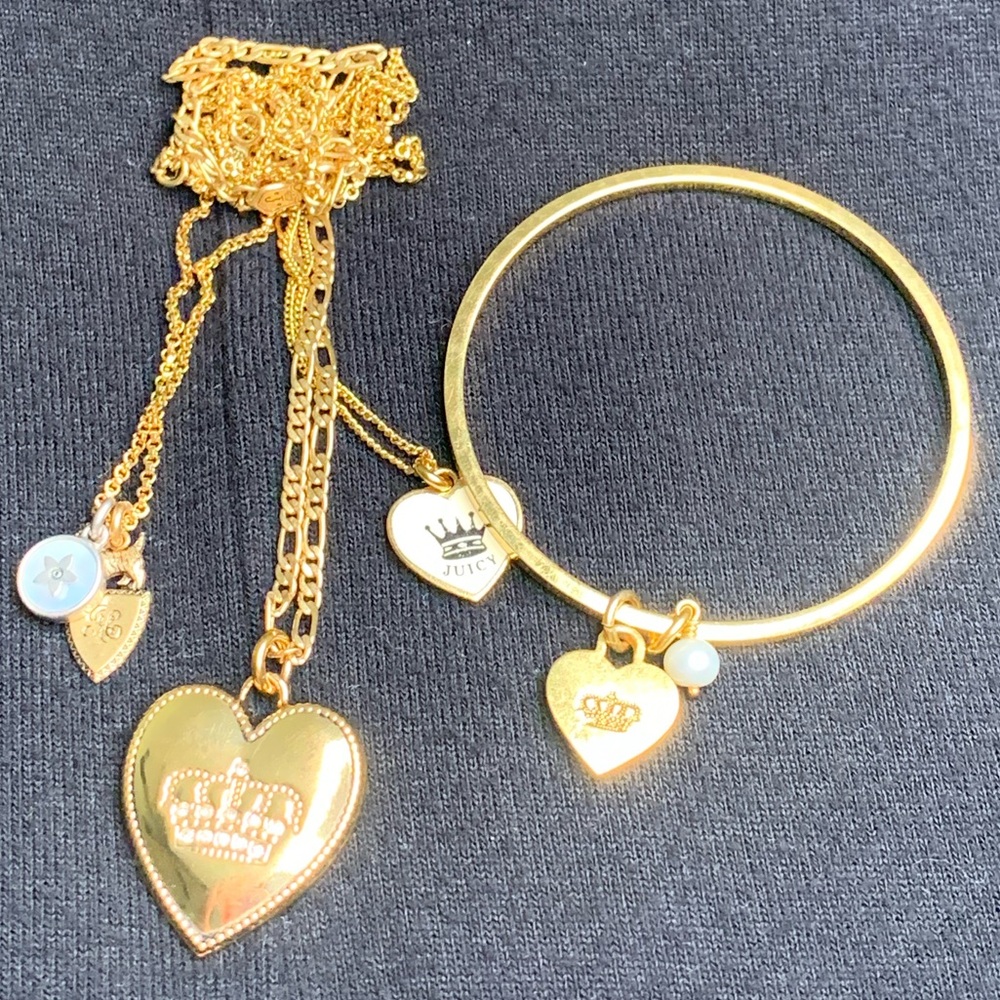 Juicy couture YzK 3 tier  necklace set with bracelet and box